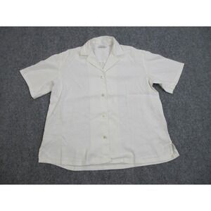 Rebecca Taylor Shirt Womens Small White Button Up Linen Casual Cabana‎ Ladies